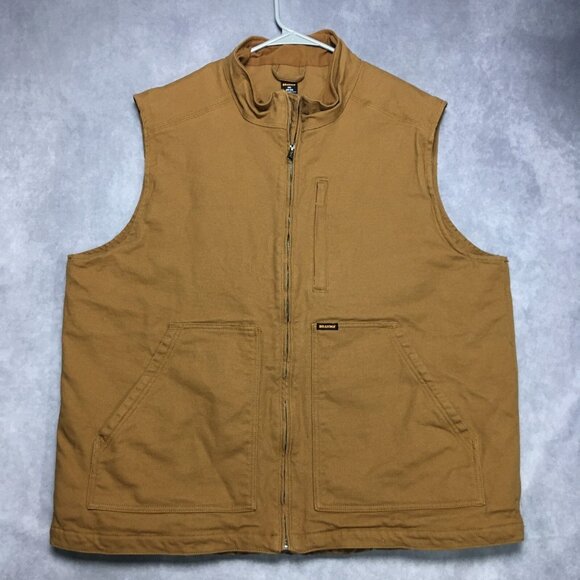 Brahma Mens Canvas Vest size 2XL Brown Quilted Interior Zip Up Front Pockets - Picture 1 of 16